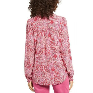 NYDJ womens  Pleat Front Tunic NWT size 2x Paisley Print Red - Bandana Flowy